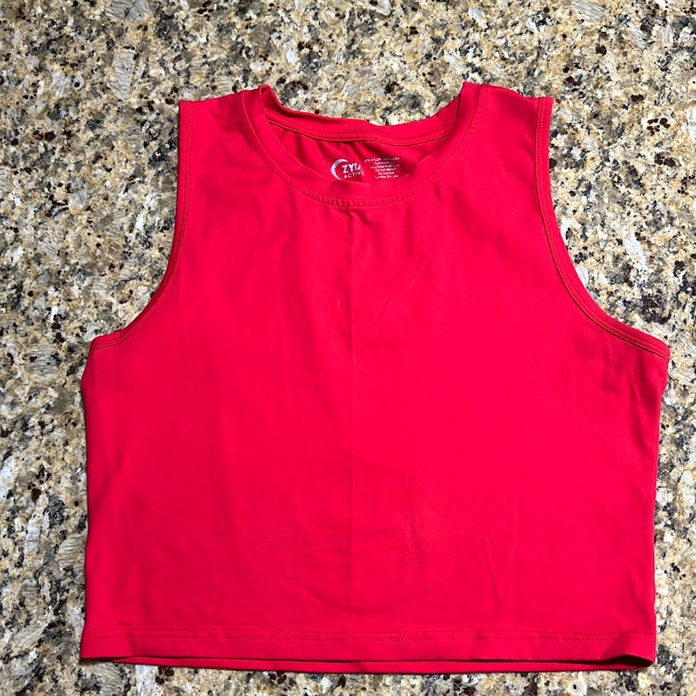 Red Zyia Activewear crop racerback tank
